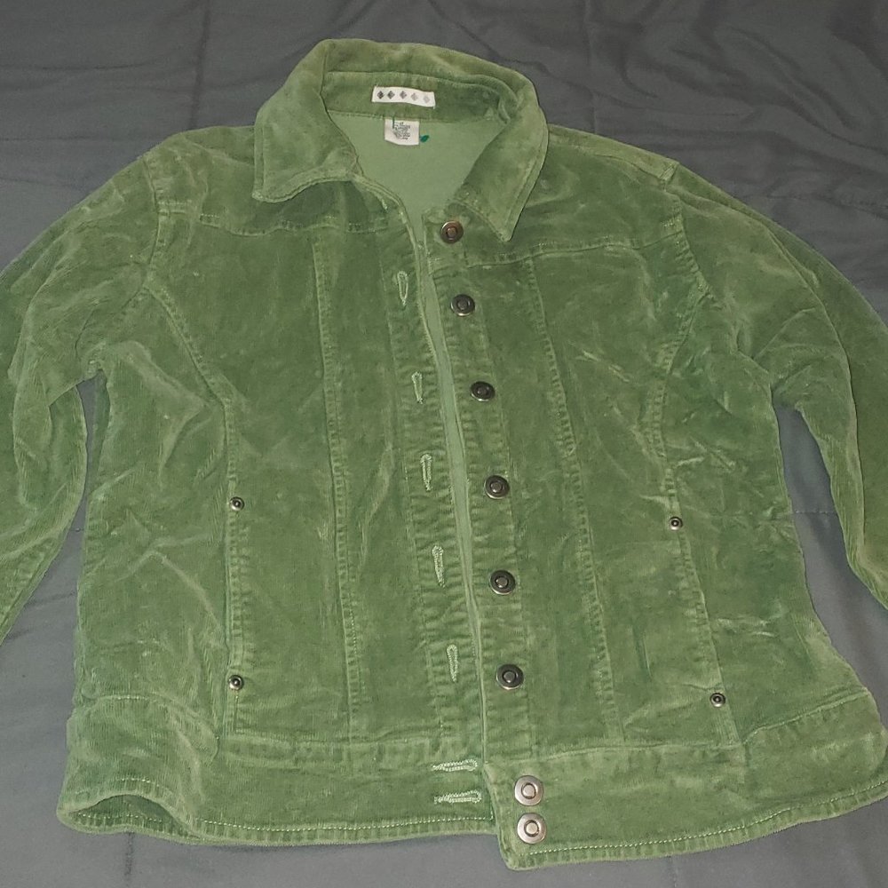 Womens Green corderoy mid length jacket